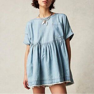 Free People We The Free Moon City Denim Chambray Tunic